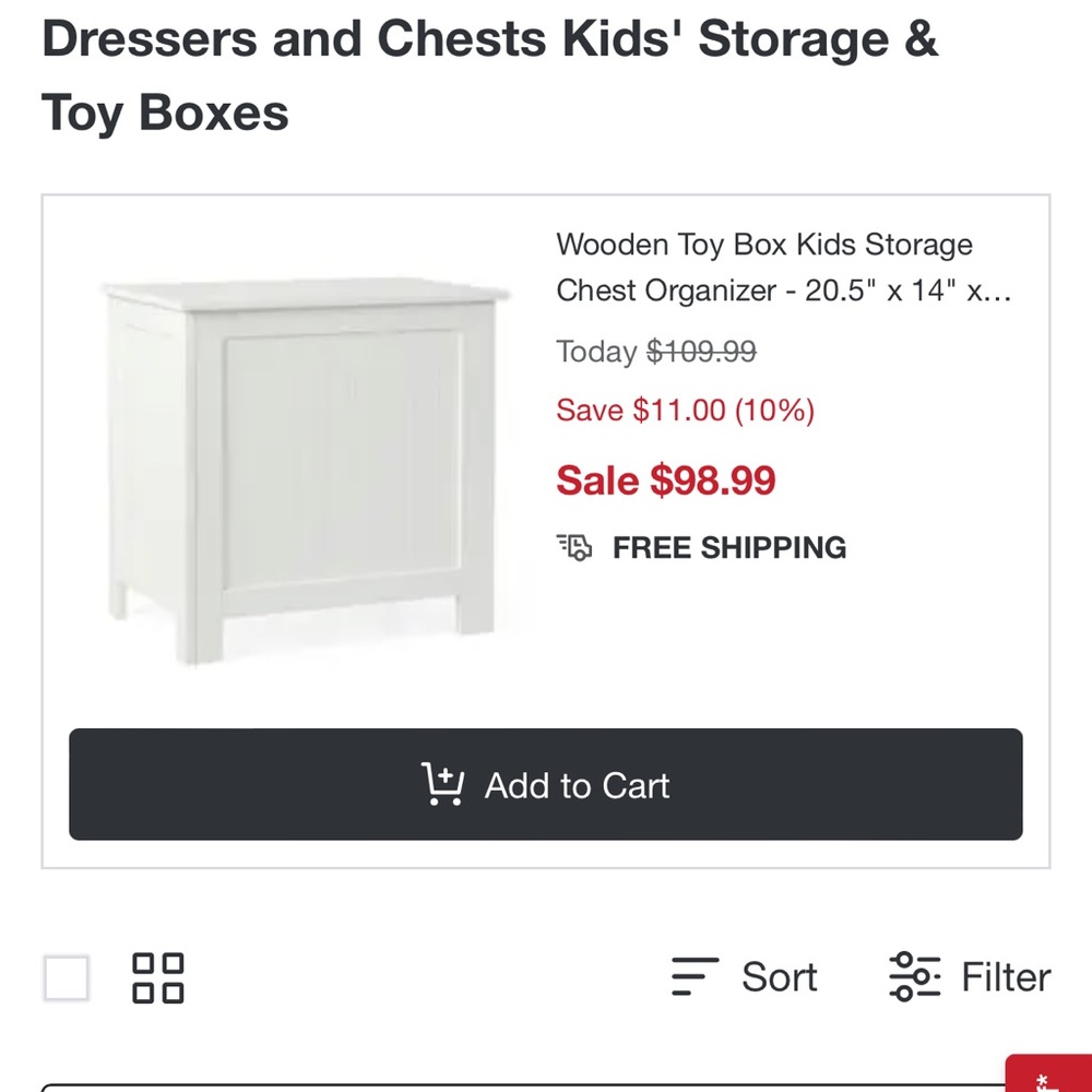 White wood chest toy box or storage box like new